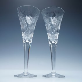 Pair of Waterford Crystal Millennium Prosperity Toasting Flutes
