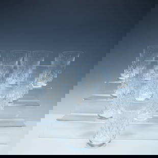 11pc Waterford Lismore Crystal Tumblers: A set of eleven Waterford Lismore crystal tumblers, featuring the brand's signature deep-cut diamond and wedge pattern. The Lismore design, introduced in 1952, remains one of Waterford's most enduring