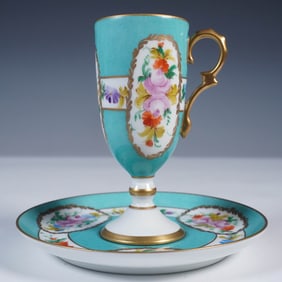 Giraud Limoges Porcelain Demitasse Cup with Saucer