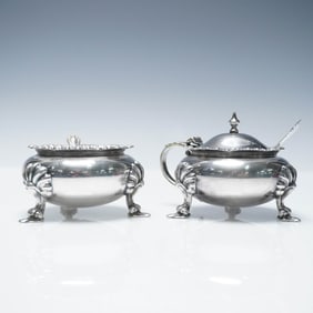 4pc Harrod's London Sterling Salt Cellars with Spoons