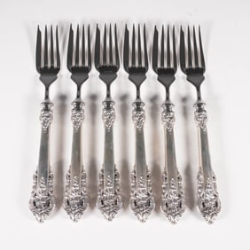 6pc Wallace Sterling Grand Baroque Fish Forks