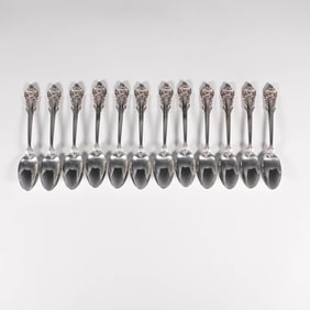 12pc Wallace Sterling Silver Teaspoons, Grand Baroque