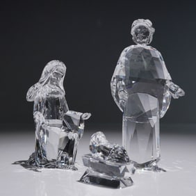 3pc Swarovski Crystal Figurines, Nativity Scene Set