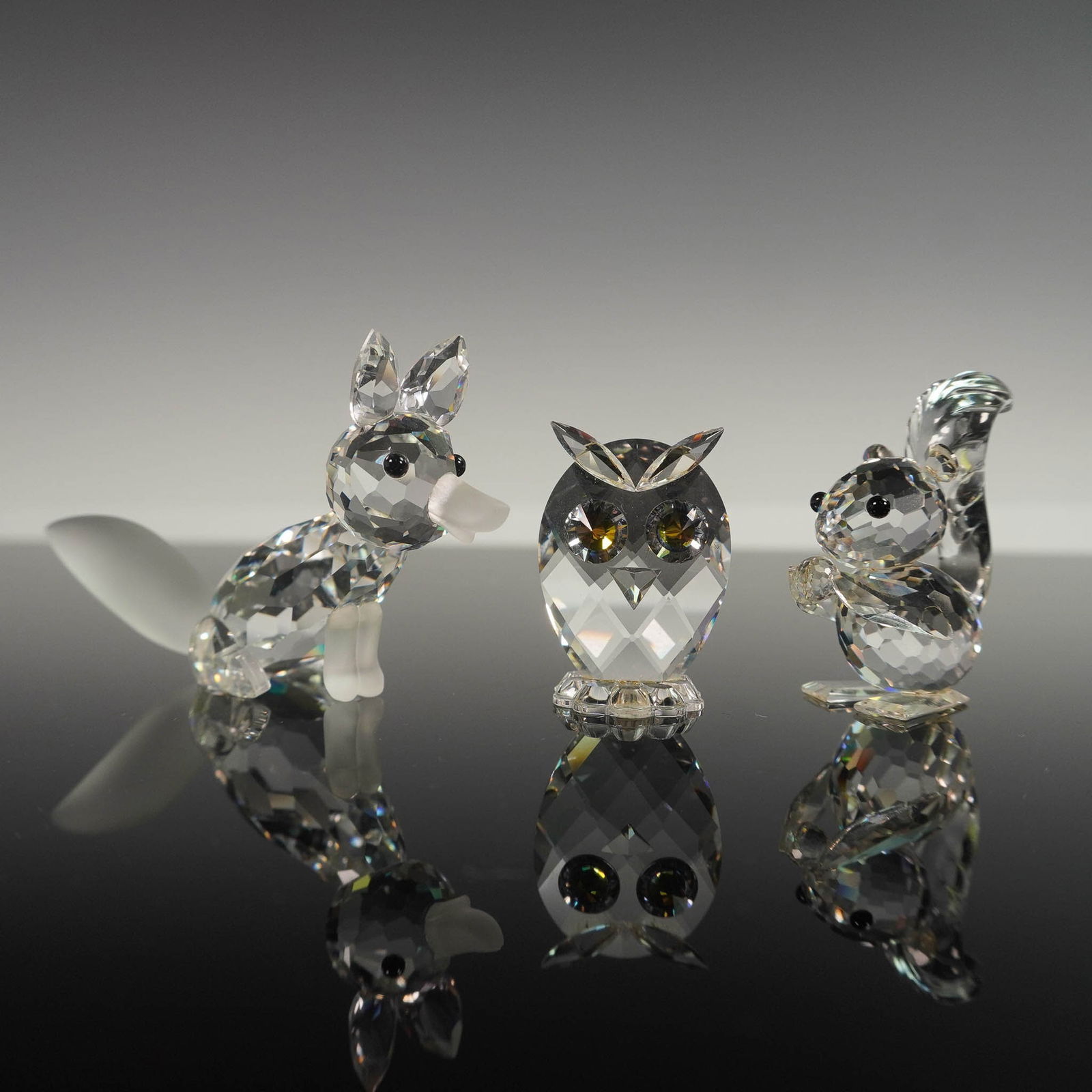 3pc Swarovski Crystal Figurines, Fox, Owl, and Squirrel (1 of 4)