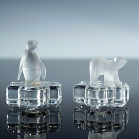 2pc Ebeling & Reuss Crystal Figurines by Swarovski, Penguin and Polar Bear