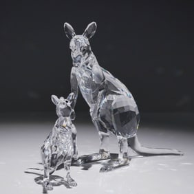 Swarovski Crystal Figurines, Kangaroo Mother and Baby