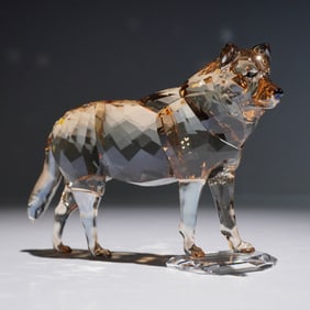 Swarovski Crystal Figurine, Grey Wolf