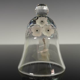 Swarovski Crystal Table Bell with Floral Motif and Frosted Clapper