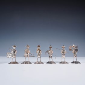 6pc Sterling Silver Miniature Figurines, Hong Kong