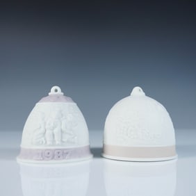 2pc Lladro Porcelain Bells, Christmas 1987 & Fall