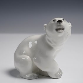 Polar Bear Porcelain Figurine, in the Style of Lomonosov