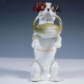 Vintage Germany Ceramic Dog Figurine with Basket