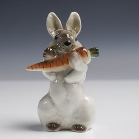 Lomonosov Porcelain Figurine, Rabbit With Carrot