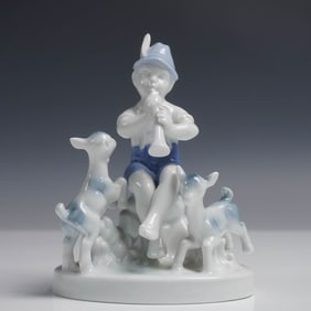 Gerold Porzellan Bavaria Figurine, Shepherd Boy with Goats