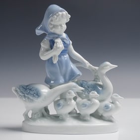 Gerold Porzellan Figurine, Girl with Geese