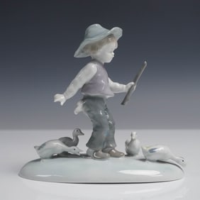 Metzler & Ortloff Porcelain Figurine, Boy with Ducks