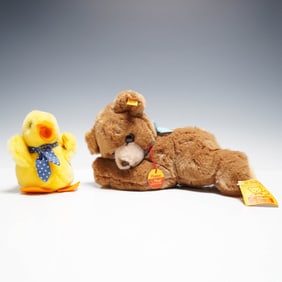 2pc Steiff Plush Toys, Floppy Bear and Duckling