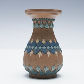 Doulton Lambeth Silicone Ware Vase No. 2881 with Relief Decoration