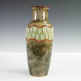 Royal Doulton Stoneware Vase, Pattern 8129, 12"H