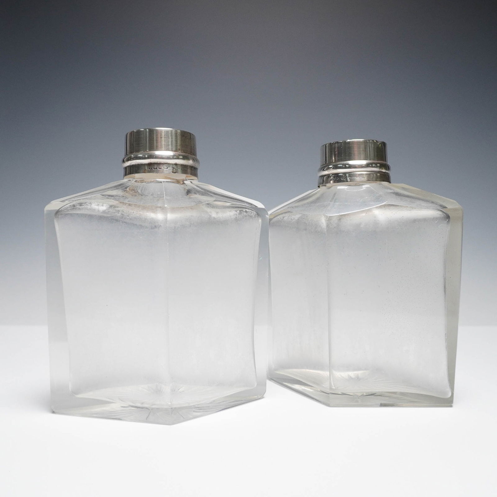 2pc English Sterling Silver and Cut Glass Bottles, Birmingham (1 of 6)
