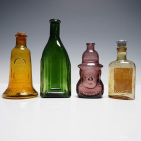 4pc Colored Glass Bottles, Wheaton and More