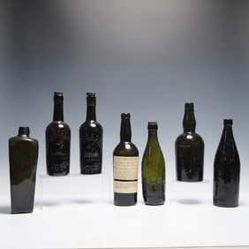 7pc Antique British Glass Bottles, Whitbread & Co and More