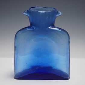 Hand-Blown Cobalt Blue Art Glass Pitcher
