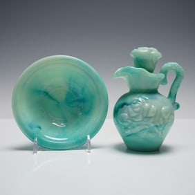 Avon Moonwind Slag Glass Set, Pitcher and Basin Bowl