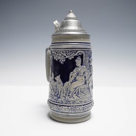 Gerz German Relief Stein with Castle and Courting Scene