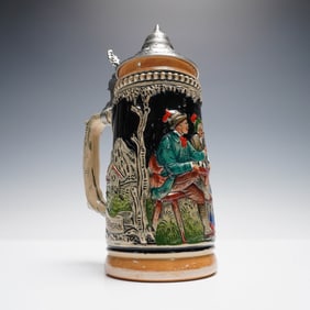 Zoller & Born Traditional German Relief Stein, Pewter Top