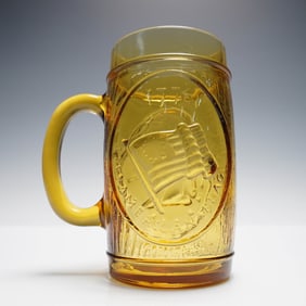 Amber Glass Beer Stein, Betsy Ross and Flag Motif