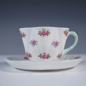 Shelley Bone China Cup & Saucer Set, Rosebud