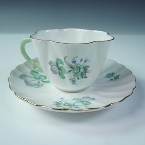 Shelley Fine Bone China Cup and Saucer, Green Iris