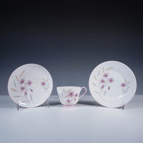 3pc Shelley Fine Bone China Pink Floral Tea Trio Set