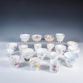 19pc Shelley Bone China Assorted Floral Cups