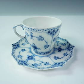 Royal Copenhagen Blue Fluted Half Lace Demitasse Cup and Saucer Set (1 of 4)