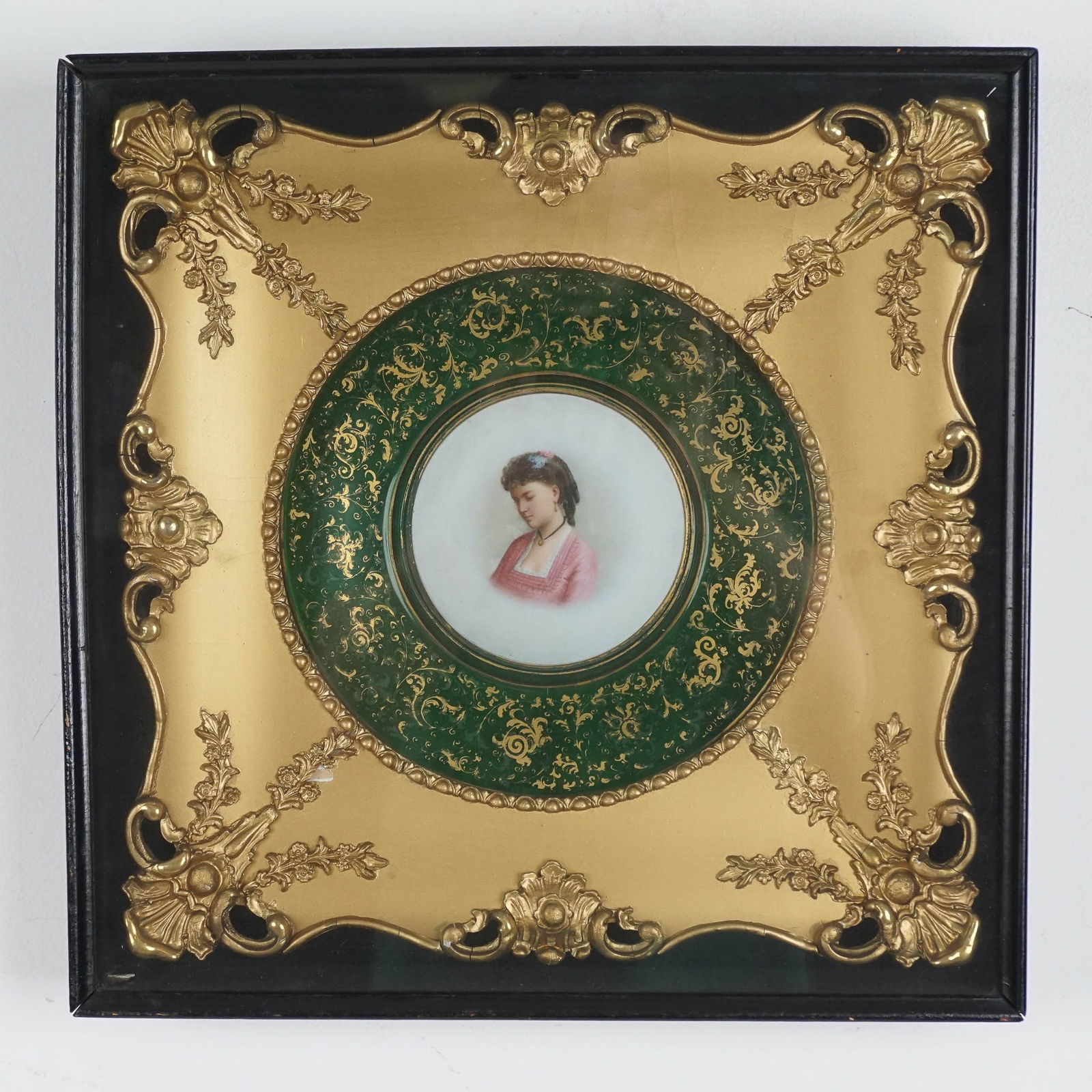 Coca-Cola Vienna Style Art Plate in Ornate Gilt Box Frame (1 of 5)
