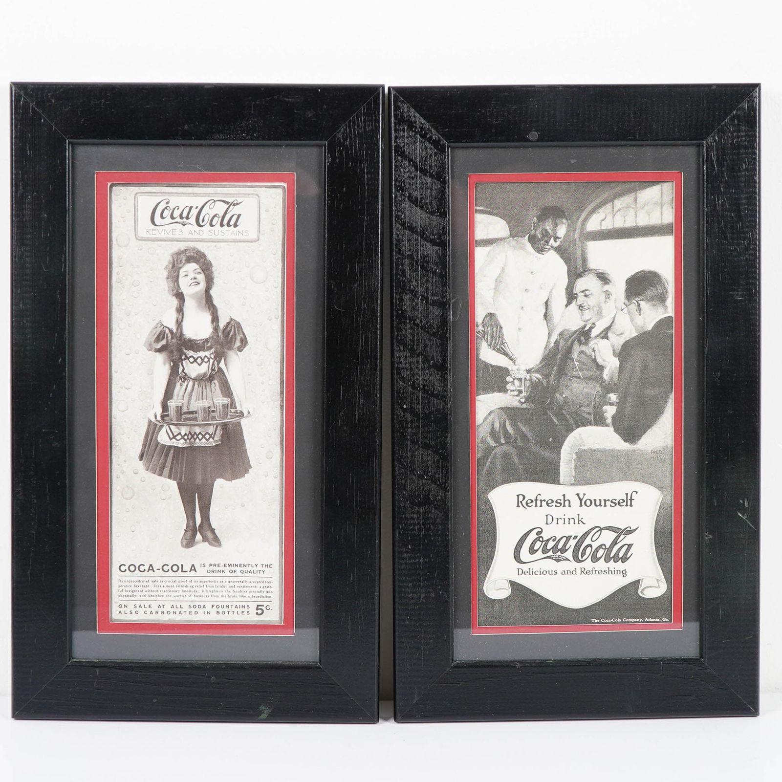 2pc Coca-Cola Framed Prints, Black and White Vintage Ads (1 of 2)