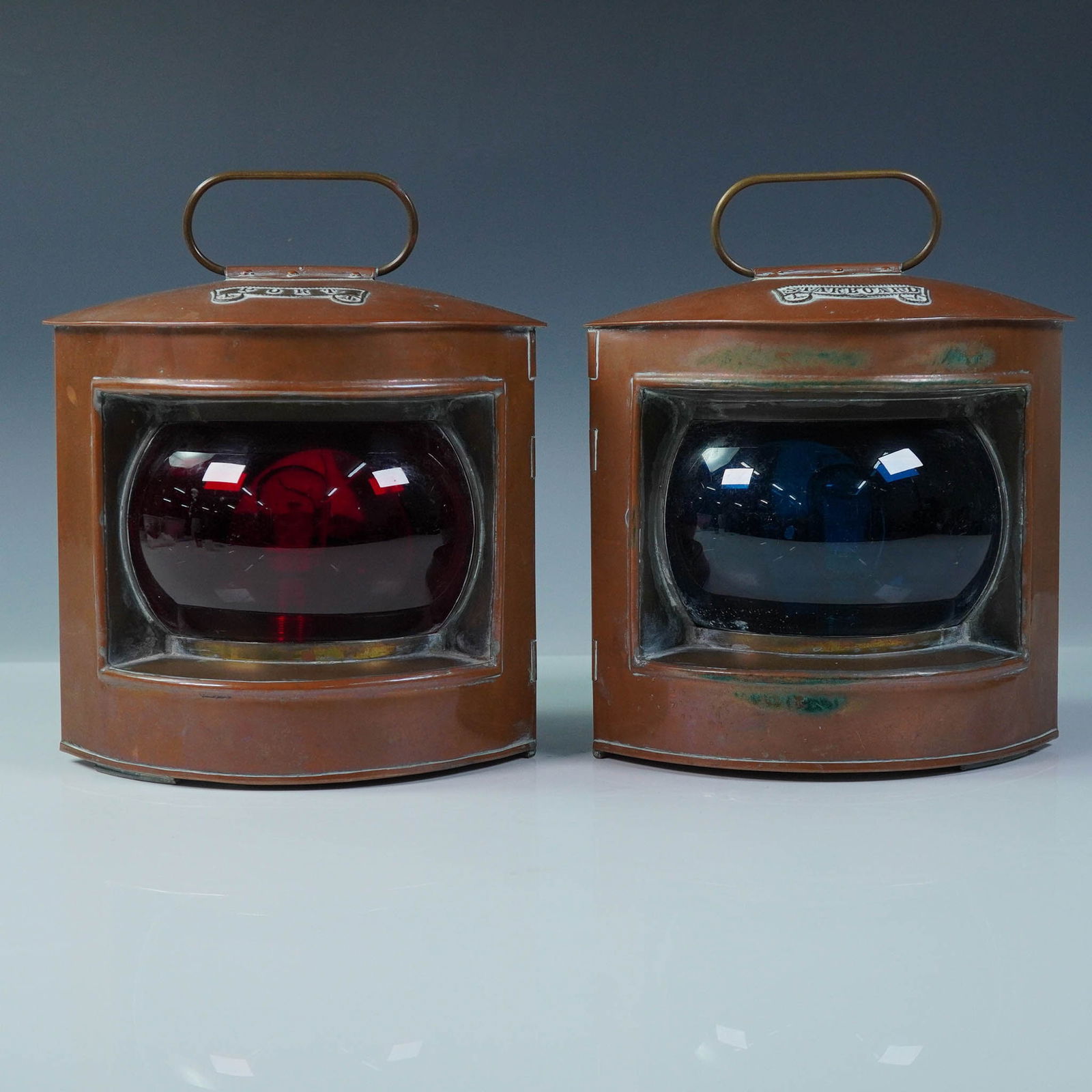 Pair of Copper Nautical Lanterns, Port and Starboard (1 of 8)