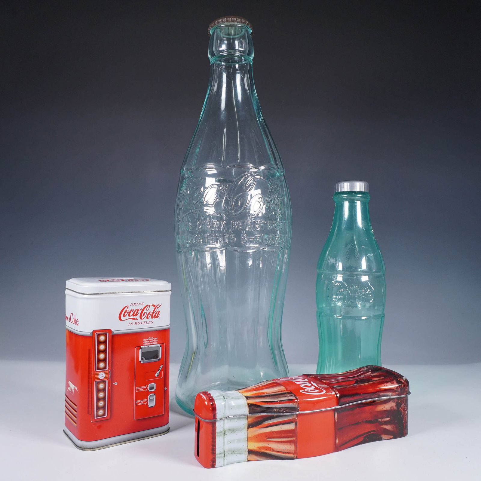 4pc Coca-Cola Bottle and Tin Bank Collection (1 of 5)