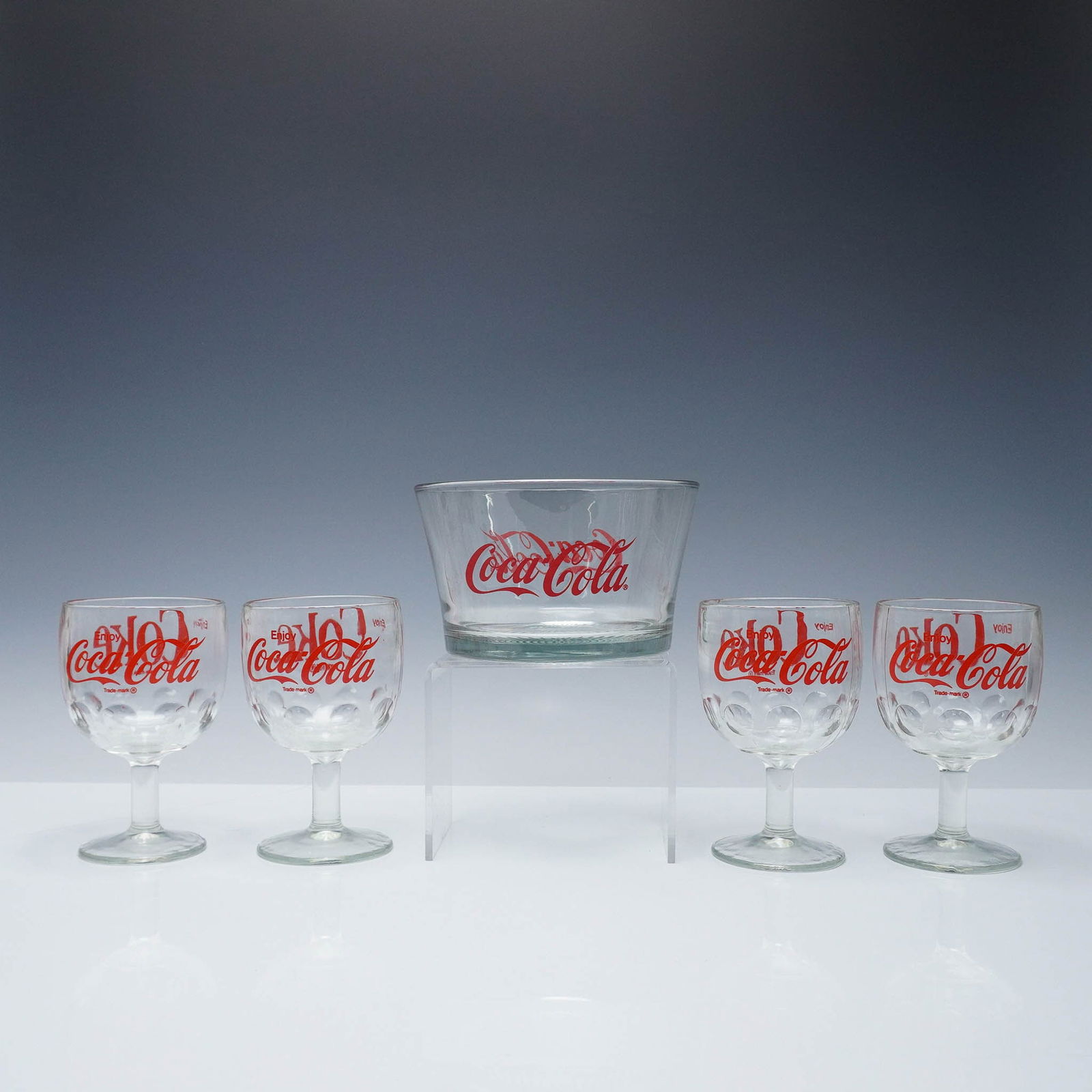 5pc Coca-Cola Glass Ice Bucket and Goblets (1 of 6)