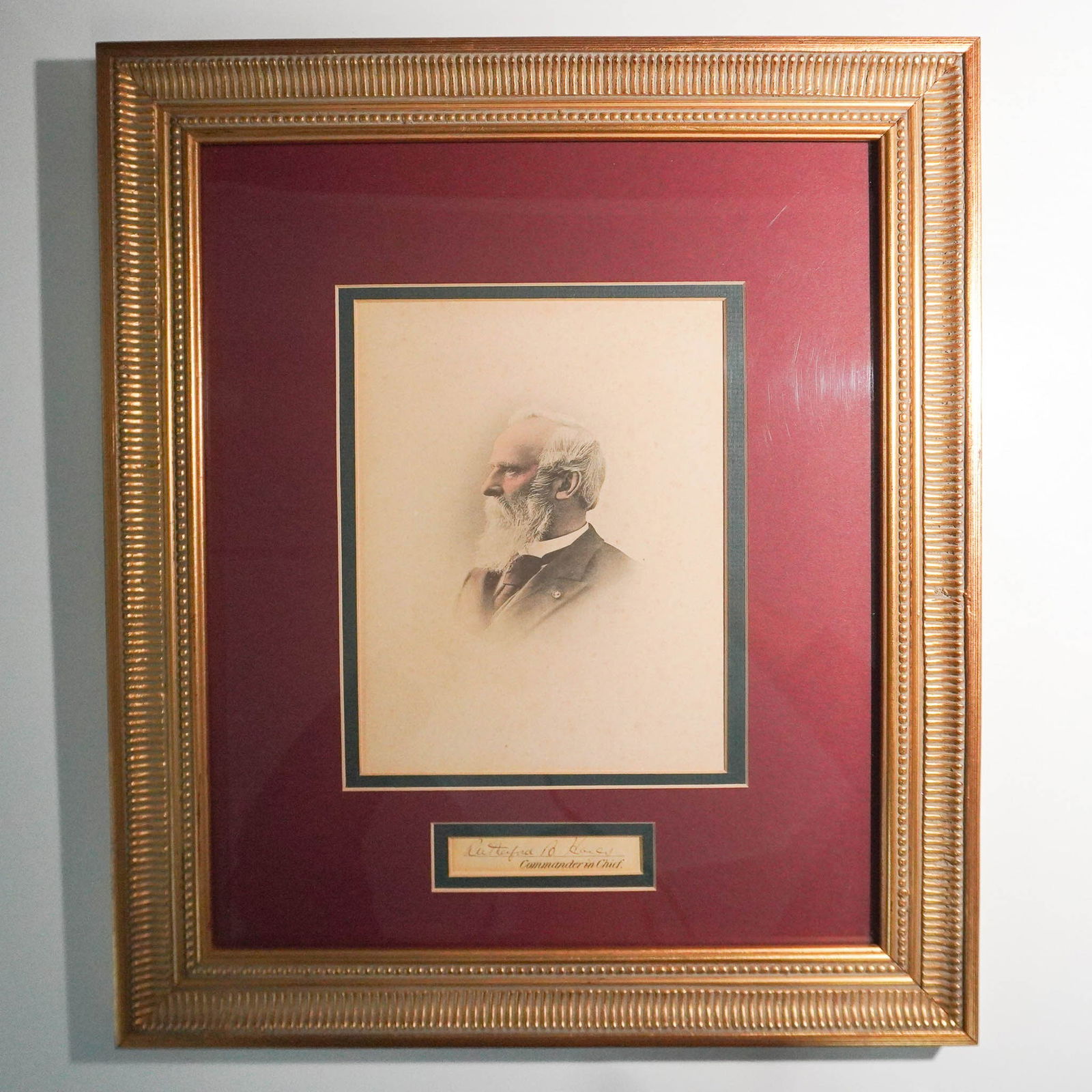 Rutherford B. Hayes Signed Portrait Display, Commander in Chief (1 of 4)