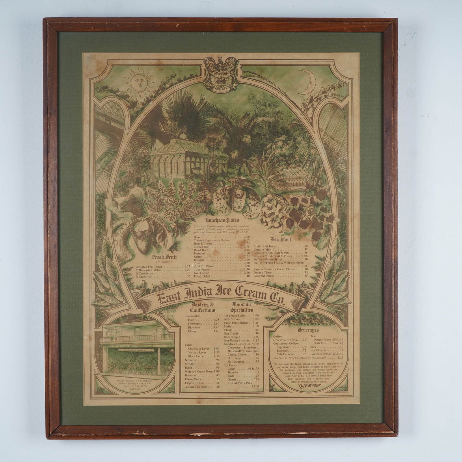 Framed East India Ice Cream Co. Illustrated Menu Display (1 of 7)