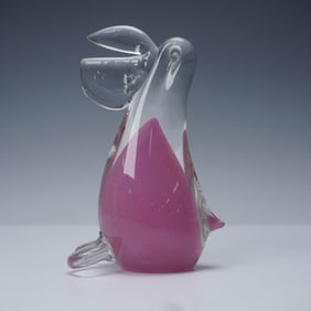 Studiolasi Finnish Glass Figurine, Pink Bird Sculpture