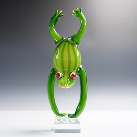 Lenox Handcrafted Art Glass Figurine, Handstand Frog with Box