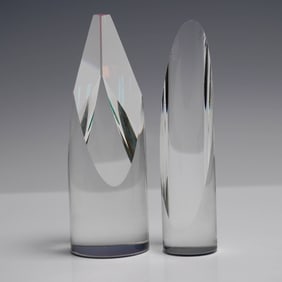 2pc Rainbow Faceted Crystal Pillars