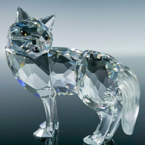 Swarovski Crystal Figurine, Wolf with Mirror