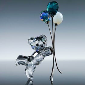 Swarovski Crystal Figurine, Kris Bear Balloons with Mirror