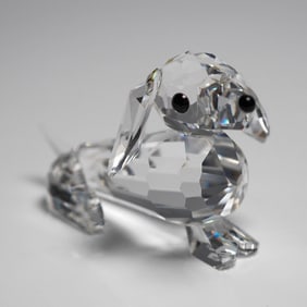 Swarovski Dachshund Miniature Figurine Frosted Tail Variation