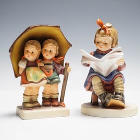 2pc Goebel Hummel Figurines, Stormy Weather & What's New?